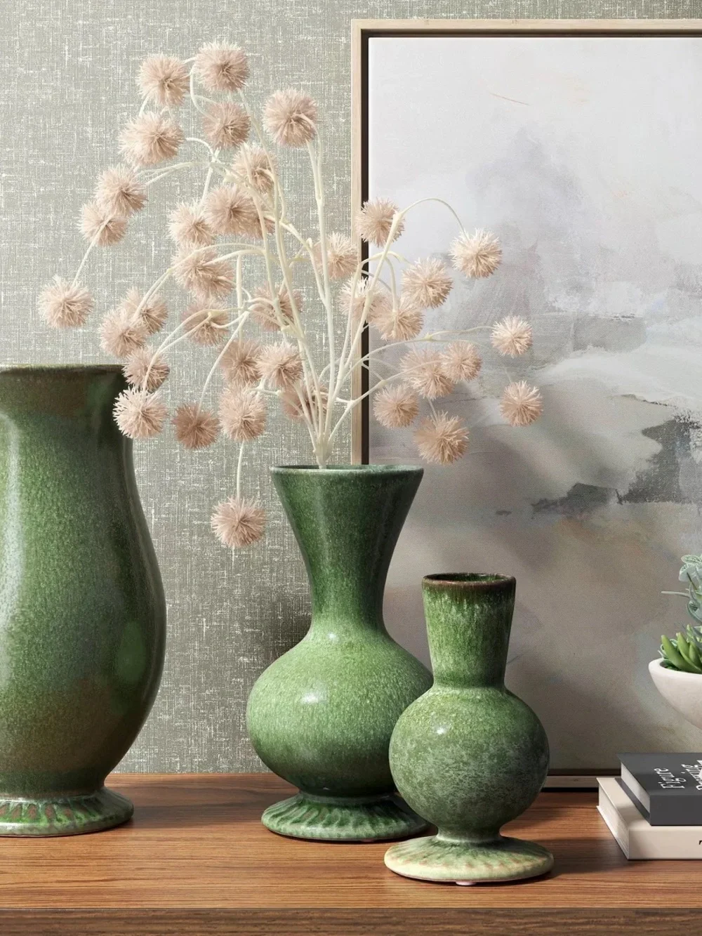 Tall Glazed Ceramic Vase Green - Threshold